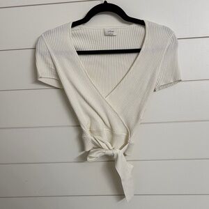 Aritzia | Cream All Wrapped Up Knit Top Sz S